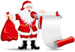 Santa Claus with a roll of paper. Place you text !